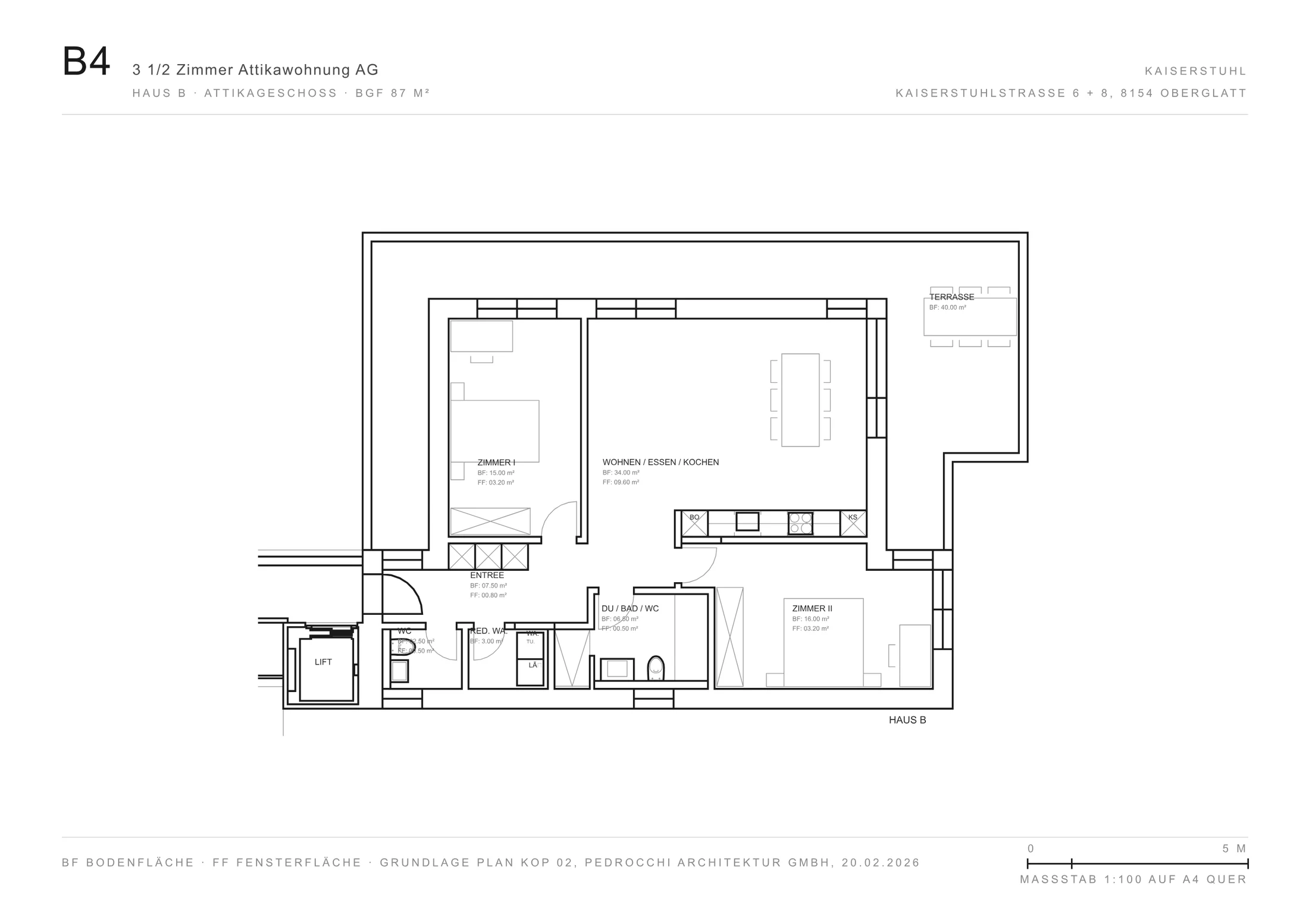 Grundriss Wohnung B4, Attika