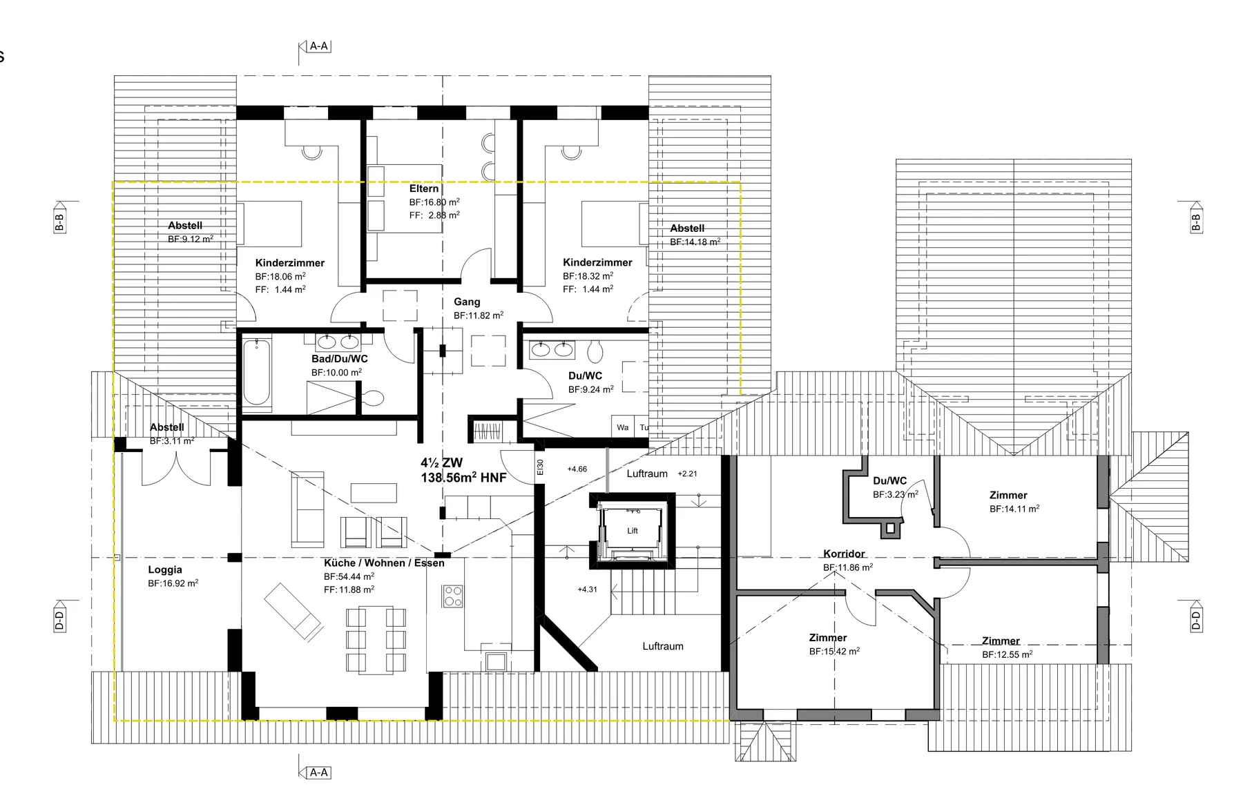 Grundriss Dachgeschoss, Blatt E-DG