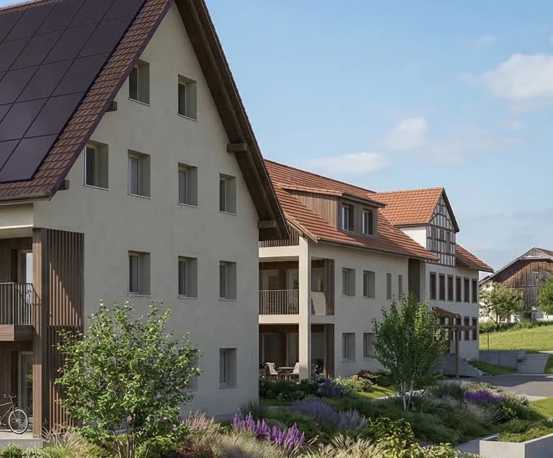 Neubau und Bestand nebeneinander